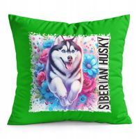 PODUSZKA ZIELONA PREZENT - PIES PSY PIESEK RASA HUSKY SYBERYJSKI
