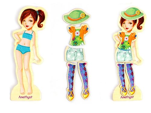 Drewniane Puzzle magnetyczne Ubranka Moda stylizacje 4 modelki ZA4807 na Arena.pl