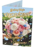 karta urodzinowa kwiatowa z cekinami ur-064