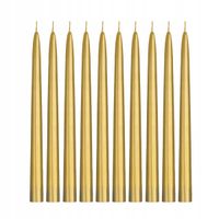 Świeczki świece na wesele ślub komunię Chrzest złote długie 29cm 10 sztuk