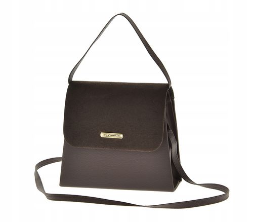 Laura Biaggi - torebka wizytowa kuferek czekolada groszek klapka zamsz JP41 na Arena.pl