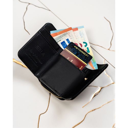 mały portfel damski na zatrzask ze złotymi akcentami - peterson na Arena.pl