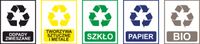 NAKLEJKI SEGREGACJA ŚMIECI 5 SZT NA ŚMIETNIK KOSZ WODOODPORNE 10x13,5cm