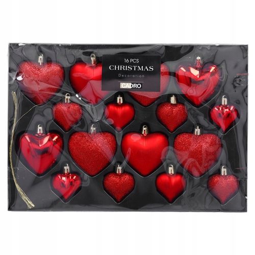 Bombki choinkowe czerwone serca zawieszki na choinkę ozdoby świąteczne 16x na Arena.pl