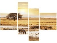 130CM 90 OBRAZ 4 ELEM SAFARI ŚCIENNY