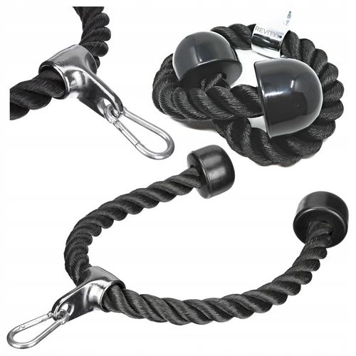 SZNUR UCHWYT DO WYCIĄGU LINA NA TRICEPS MASYWNA I SOLIDNA Z KARABIŃCZYKIEM na Arena.pl