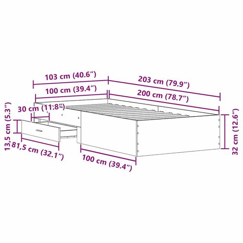 Ramka łóżka Artisan dąb 100x200 cm z drewna inżynieryjnego na Arena.pl