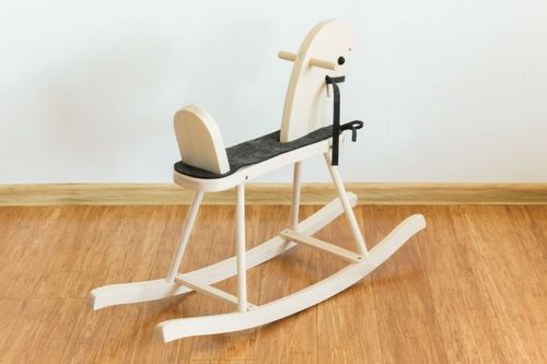 Drewniany konik na biegunach, naturalny z siodełkiem na Arena.pl