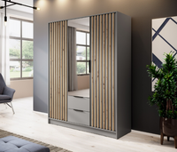 Szafa Lamele 155cm Szara z Lustrem NELA PS