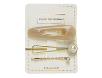 Komplet 3 spinek do włosów beżowa perłowa