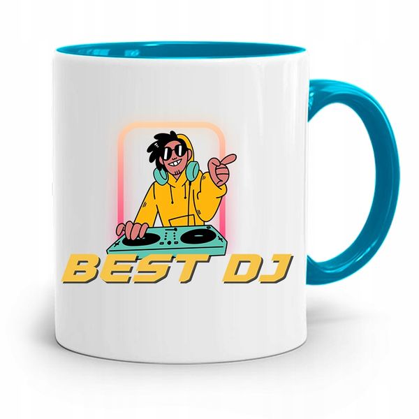 Dla Dja Muzyka Kubek Błękitny Best Dj Prezent Z Nadrukiem Ze Zdjęciem zdjęcie 1