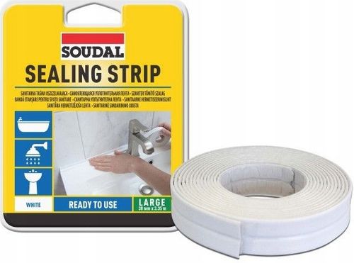 Taśma uszczelniająca sanitarna wanna umywalka 38mm x 3,35 mb BIAŁA Soudal na Arena.pl