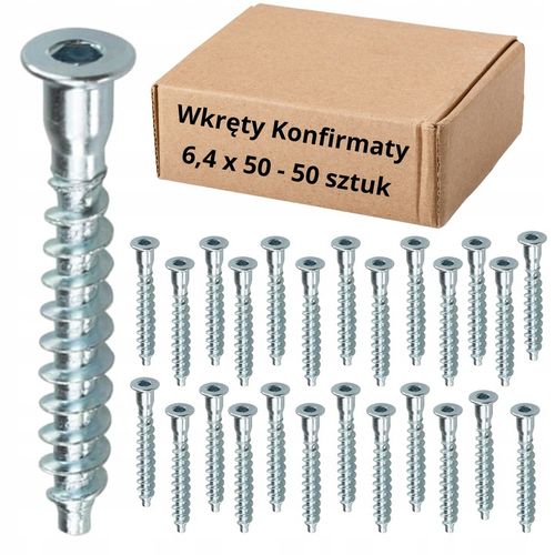 KONFIRMATY WKRĘTY DO DREWNA KONFIRMAT WKRĘT + WIERTŁO 6,4x50 mm ZESTAW na Arena.pl