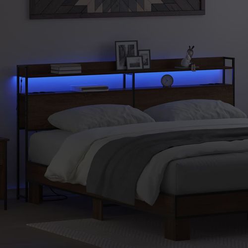 Zagłówek z półką Brązowy dąb 200 cm Materiał drewnopochodny na Arena.pl