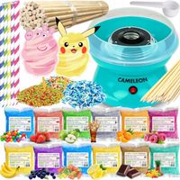 Zestaw Maszyna do Waty Cukrowej + Cukier 12x 100g Saszetki+ Patyki+