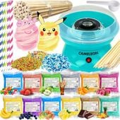 Zestaw Maszyna do Waty Cukrowej + Cukier 12x 100g Saszetki+ Patyki+