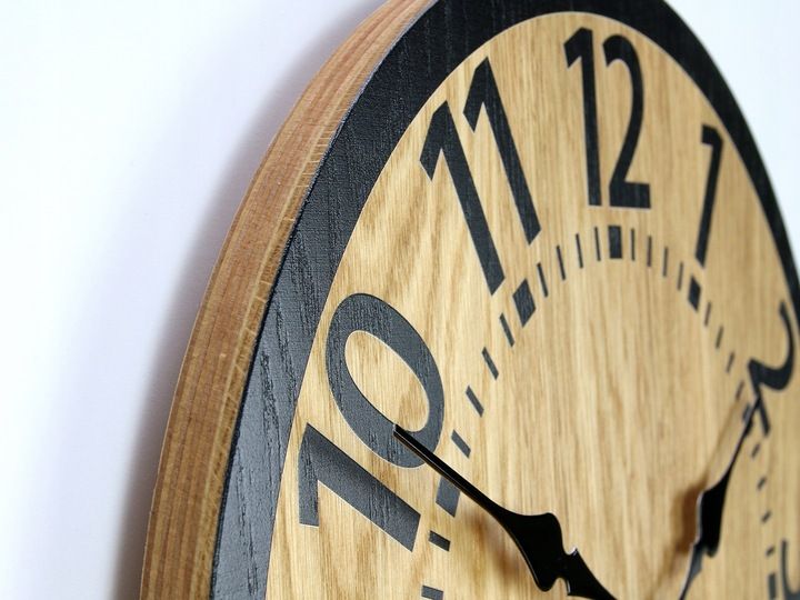 Zegar ścienny drewniany Dębowy BERLIN 33 cm cichy zdjęcie 2