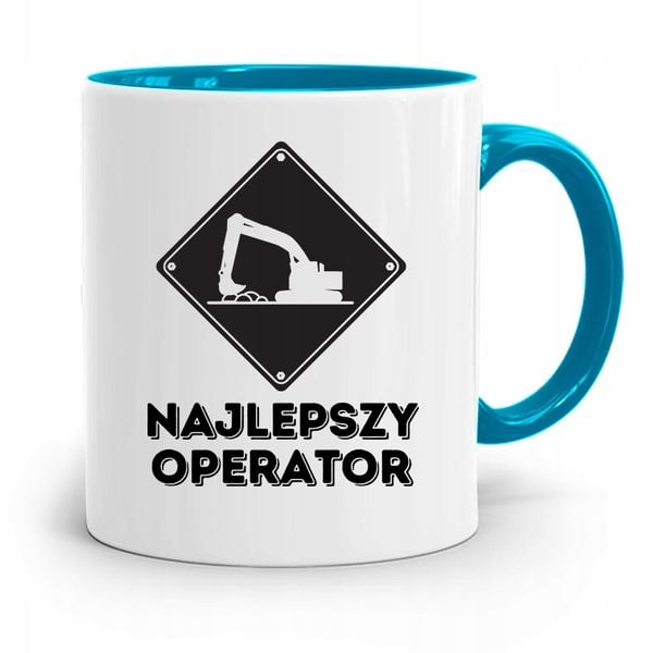 Kubek Błękitny Dla Budowlańca Najlepszy Operator Z Nadrukiem Ze Zdjęciem zdjęcie 1