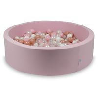 Suchy basen pudrowy róż 110x30 z piłeczkami 400 sztuk (przezroczyste, białe, perłowe, jasnoróżowe, różowozłote)