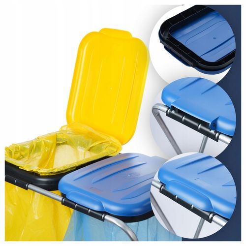 STOJAK NA WORKI DO SEGREGACJI ŚMIECI STELAŻ KOSZ 2 STANOWISKA NA ŚMIECI na Arena.pl