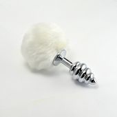 spiral pompon metal plug  white