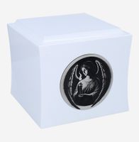 Urna kremacyjna na prochy z aniołem Biała