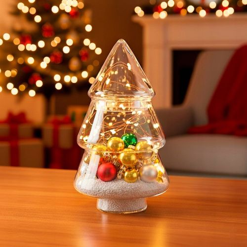 BOMBONIERKA CHOINKA SZKLANY POJEMNIK NA PIERNICZKI DEKORACJA ŚWIĄTECZNA na Arena.pl
