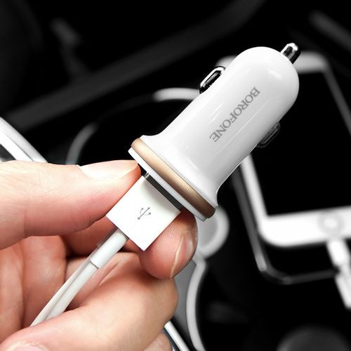 Borofone - ładowarka samochodowa 2x USB, biały na Arena.pl