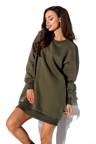 Długa bawełniana bluza basic LN109 Khaki L na Arena.pl