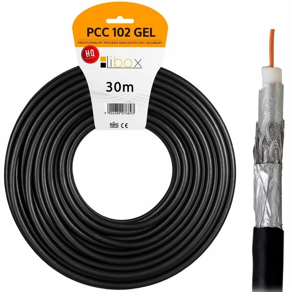 KABEL ANTENOWY KONCENTRYCZNY CZARNY ŻEL Cu PRZEWÓD ZEWNĘTRZNY ZIEMNY 4K 30M zdjęcie 3