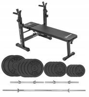 Zestaw kulturystyczny SIŁOWNIA stojaki ŁAWKA gryfy OBCIĄŻENIA hantle 61kg