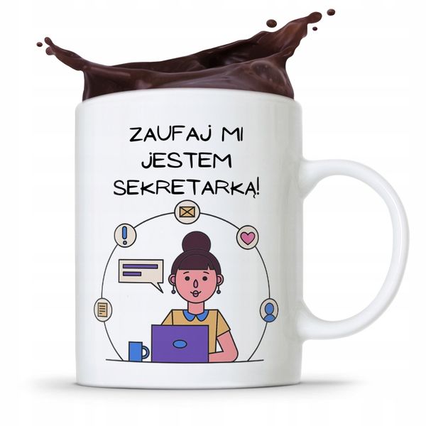 Kubek Prezent Dla Sekretarki Zaufaj Mi! Z Nadrukiem Ze Zdjęciem zdjęcie 1