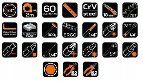 Zestaw Narzędzi 60 Elementów na Arena.pl