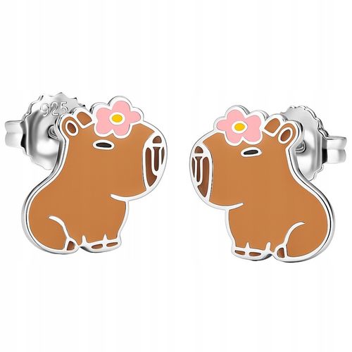 Srebrne kolczyki wkrętki kapibary dla dziewczynki dla dzieci srebro 925 na Arena.pl