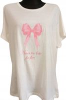 Bluzka MODNA z nadrukiem koszulka bawełna biała z różem t-shirt 2XL