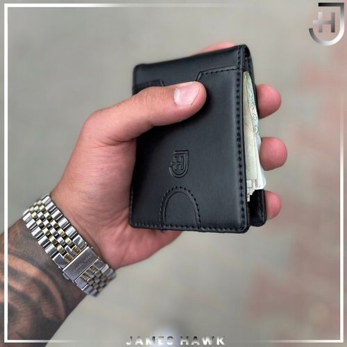 James Hawk Smart Wallet skórzany portfel męski Slim 1,5 cm Czarny Brąz RFID na Arena.pl