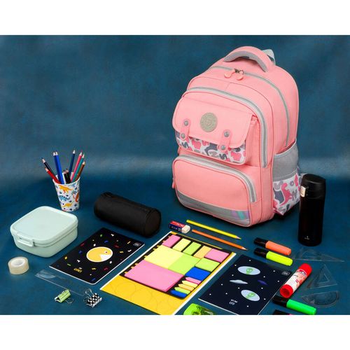 szkolny, różowy plecak z oddychającego poliestru z pasem na Arena.pl