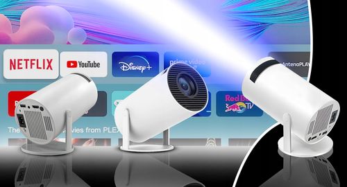 PROJEKTOR RZUTNIK WIFI ANDROID PRZENOŚNY OBROTOWY SMART 4K GŁOŚNIK BT 5.0 na Arena.pl