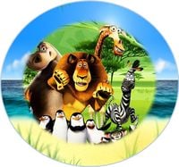 Opłatek na tort Król Lew Madagaskar Pingwiny Żyrafa Zwierzęta Tekst Gratis