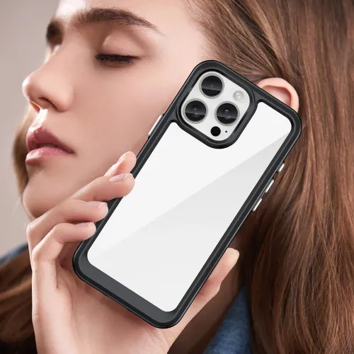 etui outer space case z żelową ramką do iphone 16 pro max - czarne na Arena.pl