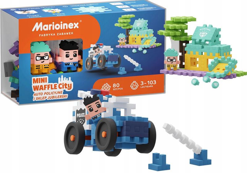 Mini Waffle City Auto Policyjne i Sklep Jubilerski, Marioinex 3+ 80 el zdjęcie 1