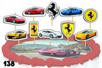 TOPPERY NA TORT OZDOBNE DEKORACJA ZESTAW - SAMOCHODY FERRARI PREMIUM 10szt.