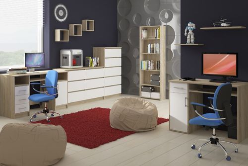 KOMODA K 140 cm 6 SZUFLAD SONOMA / BIAŁA na Arena.pl