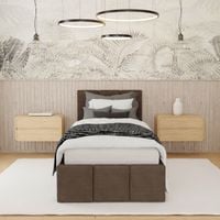 ŁÓŻKO POJEDYNCZE 90x200cm ŁÓŻKO TAPICEROWANE Z POJEMNIKIEM BRĄZOWE