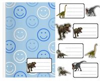 NAKLEJKI NA ZESZYT ZESZYTY NALEPKA 8szt - DINO Dinozaury WZORY + GRATIS