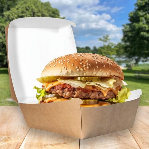 Opakowanie na Hamburgera Pudełko Burger Box Kraft Duże 150x150x80mm 100szt na Arena.pl