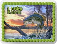 PROSTOKĄTNY OPŁATEK NA TORT A4 20x29CM - RYBY HOBBY + IMIĘ