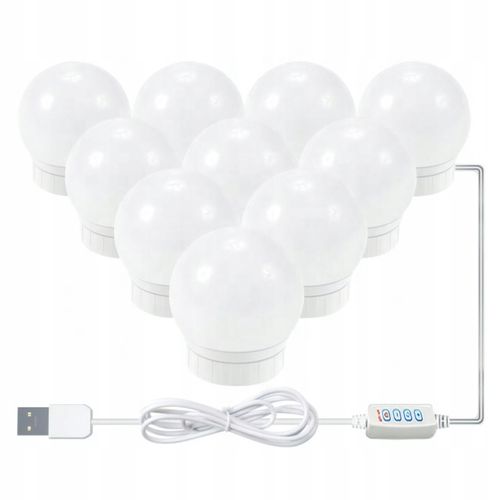 10x ŚWIATEŁKA LAMPKI LED NA LUSTRO TOALETKI 10 Poziomów Jasności 4,5M na Arena.pl