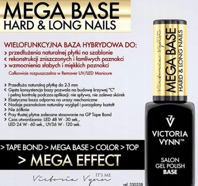 VICTORIA VYNN BAZA BUDUJĄCA MEGA BASE HARD&LONG NAILS CLEAR 8ML zdjęcie 4