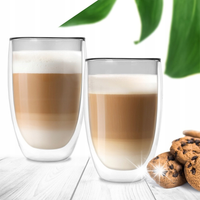 2x Szklanka Termiczna Podwójna Ścianka do Kawy Herbaty Latte Napojów 460 ml